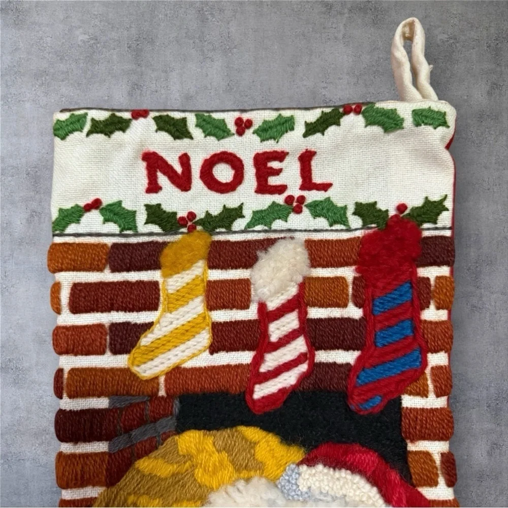 Vintage Sunset Crewel Stitchery Christmas Stocking Kit -“Santa's Here